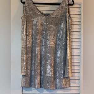Kayceline, medium metallic blouse with cutout sleeves